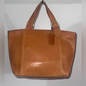 Vintage Coach Women’s British Tan Leather Shoulder Bag Tote Bag